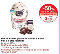 Monoprix Pot de crème glacée charles & alice coco & stracciatella offre