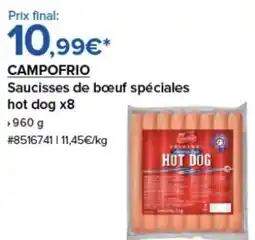 Costco CAMPOFRIO Saucisses de boeuf spéciales hot dog x8 offre