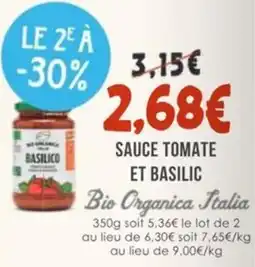 Naturalia Sauce tomate et basilic bio organica italia offre