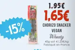 Naturalia Chorizo snacker vegan wheaty offre