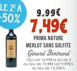Naturalia Prima nature merlot sans sulfite gerard bertrand offre