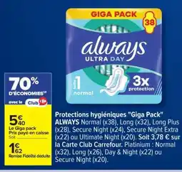 Carrefour Always Ultra Day Giga Pack offre