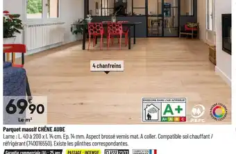 Bricorama Parquet massif Chêne Aube offre