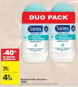 Carrefour Market Déodorant billes Duo Pack SANEX offre