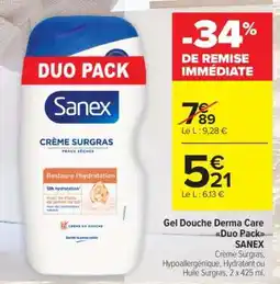 Carrefour Market Gel Douche Derma Care Duo Pack SANEX offre
