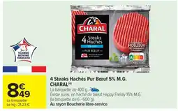 Carrefour Market 4 steaks hachés pur bœuf 5% M.G. CHARAL offre