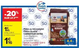 Carrefour Market Pâtes au Blé Complet Filière Qualité CARREFOUR EXTRA offre