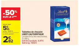 Carrefour Market Tablettes de chocolat 'Lindt L'Authentique' offre