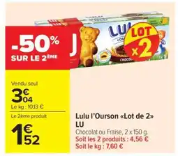 Carrefour Market Lulu l’Ourson Lot de 2 LU offre