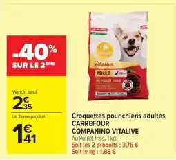 Carrefour Market Croquettes pour chiens adultes CARREFOUR COMPANINO VITALIVE offre