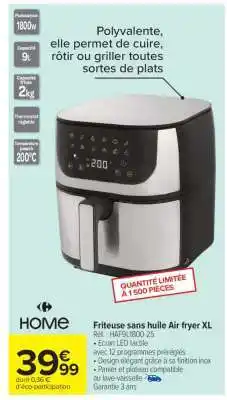 Carrefour Market Friteuse sans huile Air fryer XL offre