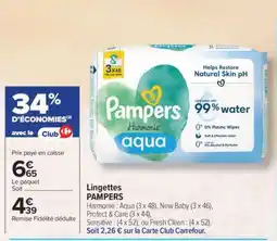 Carrefour Lingettes Pampers offre