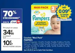 Carrefour Couches Maxi pack PAMPERS offre