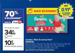 Carrefour Culottes Maxi Economy Pack PAMPERS offre