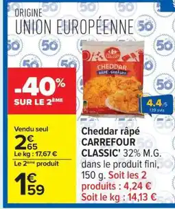 Carrefour Cheddar râpé CARREFOUR CLASSIC' offre
