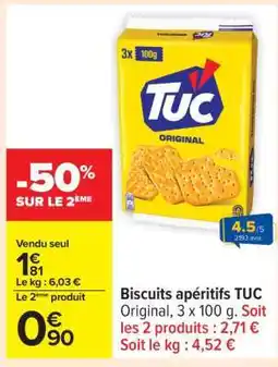 Carrefour Biscuits apéritifs TUC offre