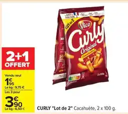 Carrefour CURLY Lot de 2 Cacahuète, 2 x 100 g offre