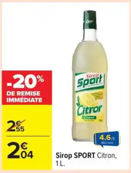 Carrefour Sirop SPORT Citron, 1 L offre