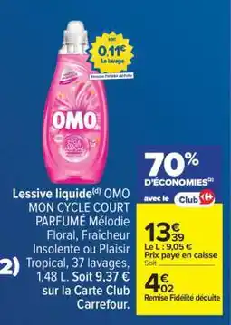 Carrefour LESSIVE LIQUIDE “OMO” offre