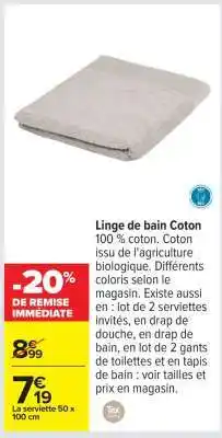 Carrefour Linge de bain Coton offre