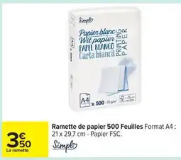 Carrefour Ramette de papier 500 Feuilles offre
