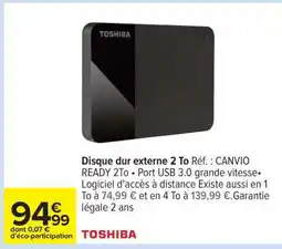 Carrefour Disque dur externe 2 To offre