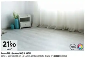 Bricorama Lames PVC clipsables Bois Blanchi offre