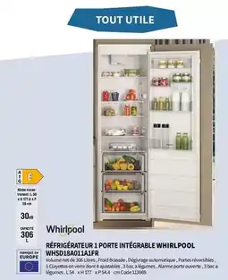 Conforama Whirlpool - refrigerateur 1 porte intégrable whsd18a01laif offre