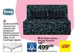 Conforama Simmons - bz flyde celeste + housse faceline offre