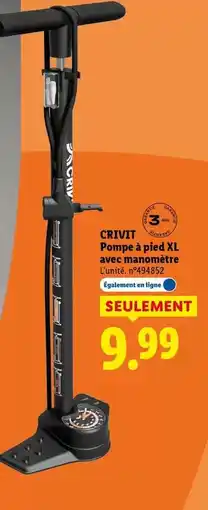 Lidl Crivit - pompe à pied xl avec manomètre offre