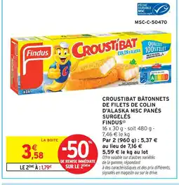 Intermarché Contact Findus croustibat bâtonnets de filets de colin d'alaska msc panés surgelés offre