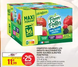 Intermarché Contact Pom'potes compotes gourdes les inédits multivariétés sans sucres ajoutés offre