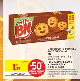 Intermarché Contact Bn mini biscuits fourrés goût chocolat offre
