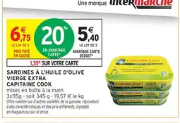 Intermarché Contact Capitaine cook sardines à l'huile d'olive vierge extra offre