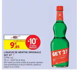 Intermarché Express Get 27 liqueur de menthe originale offre