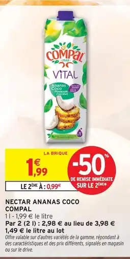 Intermarché Compal vital nectar ananas coco offre