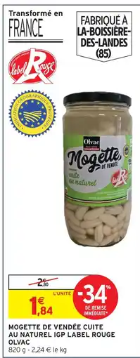 Intermarché Olvac mogette de vendée cuite au naturel igp label rouge offre