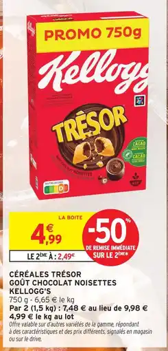 Intermarché Kellogg's trésor goût chocolat noisettes offre