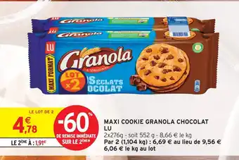 Intermarché Lu maxi cookie granola chocolat offre