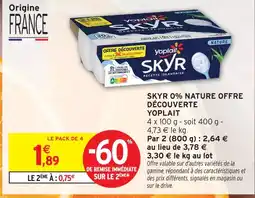 Intermarché Yoplait skyr 0% nature offre découverte offre