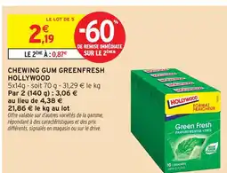 Intermarché Hollywood chewing gum greenfresh offre