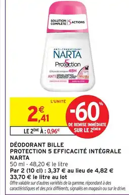 Intermarché Narta déodorant bille protection 5 efficacité intégrale offre