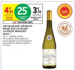 Intermarché La roche beaulieu aop muscadet sèvre-et-maine sur lie blanc hve3 offre