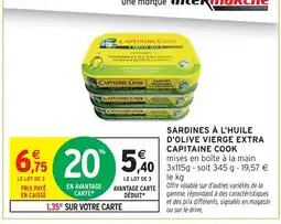 Intermarché Capitaine cook sardines à l'huile d'olive vierge extra offre