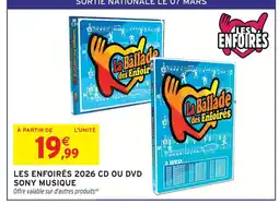Intermarché Sony musique les enfoirés 2026 cd ou dvd offre