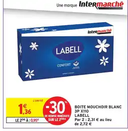 Intermarché Labell boite mouchoir blanc 3p x110 offre