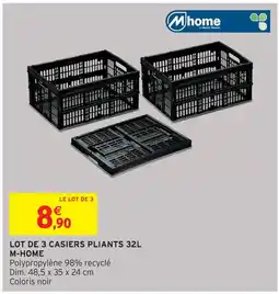 Intermarché M-home lot de 3 casiers pliants 32l offre