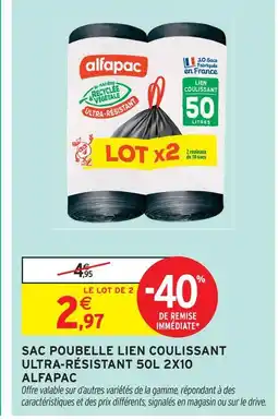 Intermarché Alfapac sac poubelle lien coulissant ultra-résistant 50l 2x10 offre