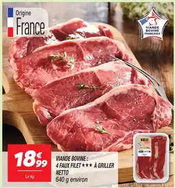 Netto Viande bovine 4 faux filets à griller offre