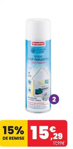 Animalis Beaphar spray stop parasites pour habitat - 250ml offre
